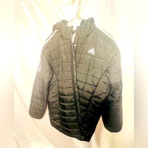 Big kids Adidas flat puffer hooded jacket